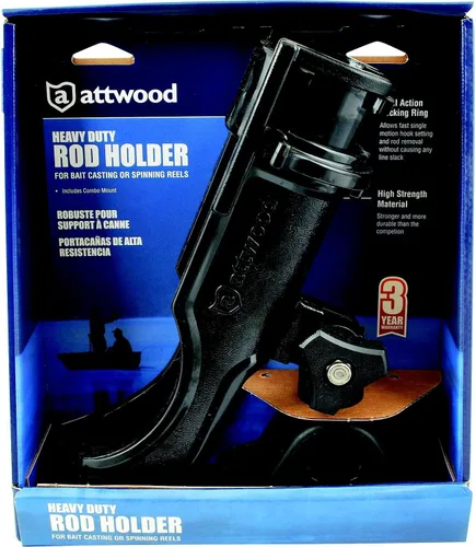 Vista 2 de Attwood 5009-4 Heavy-Duty Adjustable Rod Holder with Combo Mount, Black Finish