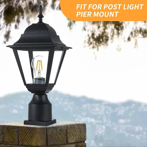 Vista 6 de Windben Adaptador de Montaje para Muelle, Base de Luz de Poste para Luminarias de Poste de 3", Kits de Piezas Incluidos, Negro Mate