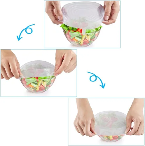 Vista 3 de 6 tapas elásticas de silicona, seis tamaños de cubierta para tazón Silicone Stretch Lids,Reusable Silicone Bowl Cover,Suitable for Various Food