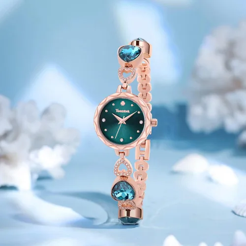 Vista 4 de ManChDa Reloj de pulsera para mujer, con malla de acero inoxidable, con diamantes de cuarzo, analógico, clásico, romántico, con brillantina