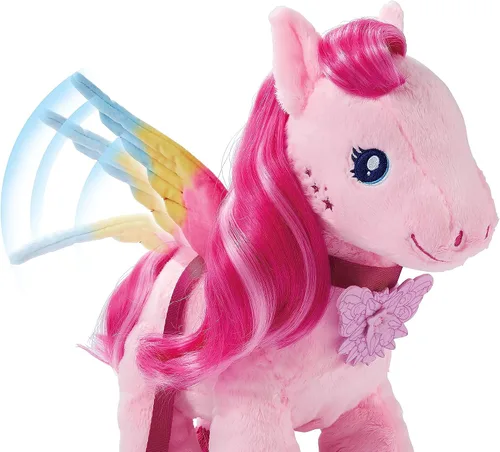 Vista 4 de Mattel Barbie A Touch of Magic - Juguete de peluche Pegaso Walk & Flutter, peluche para caminar de 11 pulgadas con accesorios para el cabello