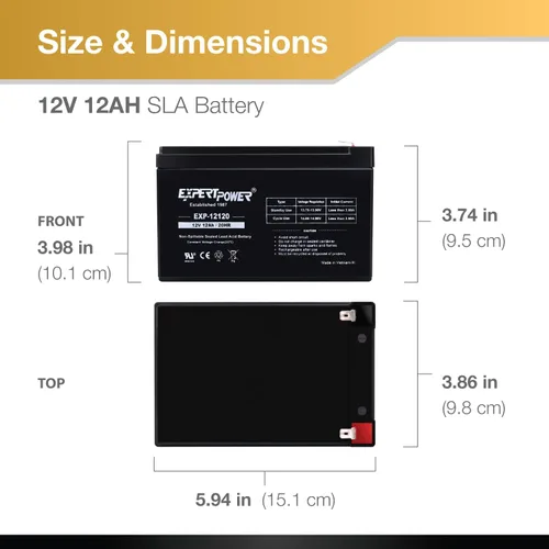 Vista 3 de ExpertPower Batería compatible con 12V 12AH para scooter médico 6-DZM-12 APC - Paquete de 4