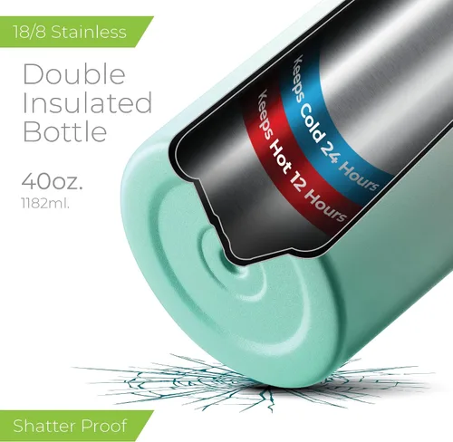 Vista 146 de SIPX™ Botella de Agua Aislada de 18 oz con 3 Tapas – Acero Inoxidable a Prueba de Fugas, Triple Aislamiento – Frío 24 Horas/Caliente 12 Horas – Negro