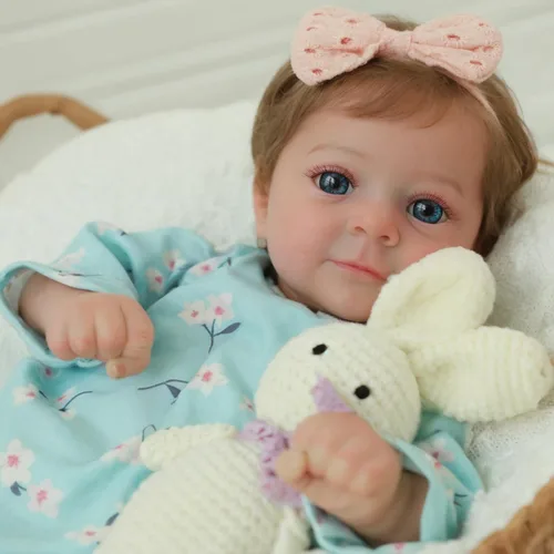 Vista 2 de SCOM Muñecas Reborn de bebé realista Niña - Felicia, Muñecas recién nacidas realistas de 17 pulgadas con cuerpo de tela suave ponderado, Muñecas