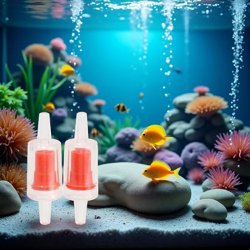 Vista 5 de JJLFresheners Válvula de prevención de reflujo Válvula de bomba de aire de burbuja de control de acuario para tanque de peces 6 piezas rojo
