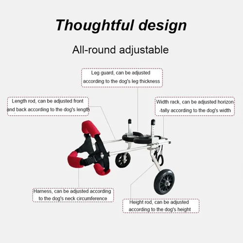 Vista 7 de Dog Wheelchair, for Back Legs Pet/Doggie Doggy Adjustable Doggy Light Weight Dog&Cat&Pets,for Injured, Disabled,Hind Limb Weak Pet, with Leg Brace