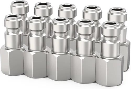 Vista 9 de ChillWaves Enchufe de aire estilo T automotriz, enchufes neumáticos macho NPT de 1/2 pulgada, accesorios para compresores de aire (paquete de 5)