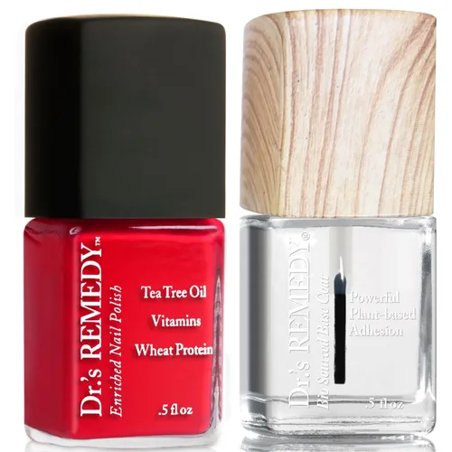 Vista 6 de Dr.'s Remedy Esmalte de uñas enriquecido, Brave Berry con capa base, juego de 0.5 onzas líquidas cada uno