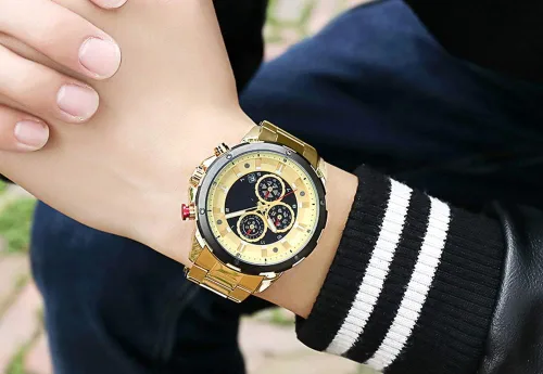 Vista 5 de FANMIS Relojes de cuarzo de lujo para hombre, cronógrafo, cronógrafo, de acero inoxidable, impermeable, reloj de pulsera