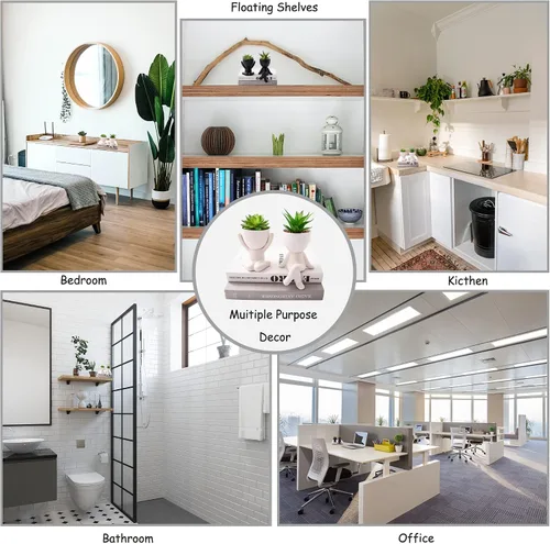 Vista 4 de 2 PCS Plantas Artificiales Suculentas Únicas Decoración de Oficina para Mujeres y Hombres, Pequeñas Plantas Falsas con Macetas en Forma Humana