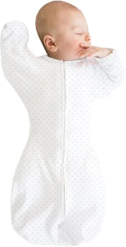 Vista 13 de SwaddleDesigns Saco de envolver con brazos arriba, mangas de media longitud y puños de mitones