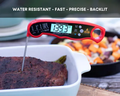 Vista 5 de Guantes de barbacoa, termómetro digital de carne y garras de barbacoa para triturar carne - Gran juego de accesorios de herramientas para ahumar