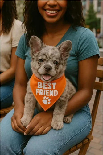 Vista 5 de Parisian Pet Bandanas naranjas para perros – Bandana ajustable para cachorros – Accesorios para perros para niños y niñas – Pañuelo para perros Best