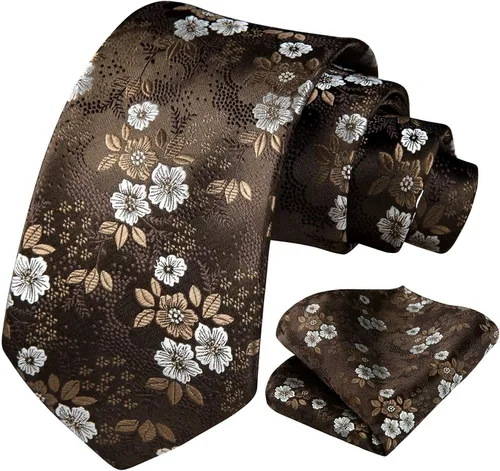 Vista 70 de Corbatas florales tejidas clásicas para hombre, corbata cuadrada de bolsillo, corbatas formales para hombres, boda con pañuelo