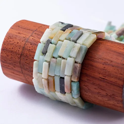 Vista 5 de Cuentas de tubo rectangular de amazonita natural, 0.157 x 0.512 in, 15.0 in/str sueltas de piedras semipreciosas para hacer pulseras, collares