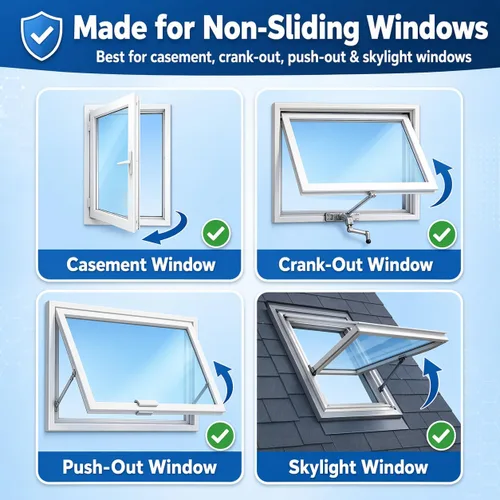 Vista 2 de Kit de sellado de ventana de CA portátil para ventanas abatibles y de manivela, kit de ventilación de ventana sin taladro, sello de cremallera