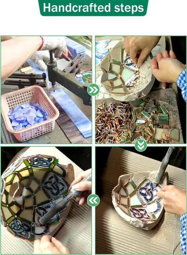 Vista 7 de KY&BOSAM Lámpara de Mesa Celta Irlandesa Tiffany Estilo Trébol Lámpara de Escritorio Luz Nocturna de Vidrio Emplomado 14 Pulgadas de Alto 8 Pulgadas