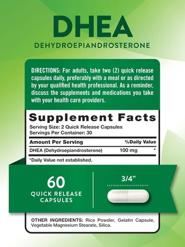 Vista 2 de Nature's Truth DHEA 100 mg 60 cápsulas Suplemento sin OMG y sin gluten