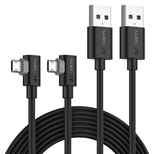 Vista 13 de SUNGUY Cable micro USB corto de 6 pulgadas de 90 grados, 2 unidades, cable micro USB de ángulo recto de carga rápida y sincronización de datos
