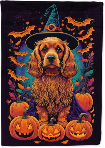 Vista 38 de Caroline's Treasures DAC1466GF - Bandera decorativa para jardín de Halloween de Affenpinscher Witchy para jardín, decoración para patio exterior