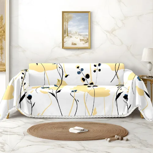 Vista 8 de Funda de sofá amarilla con estampado de limón y funda de sofá para sillón, funda resistente a las manchas, protector universal de muebles