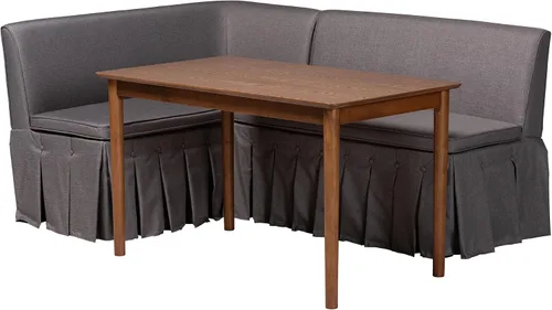 Vista 8 de Baxton Studio Meyer - Juego de banco de comedor de tela de 2 piezas, color beige Beige/Negro