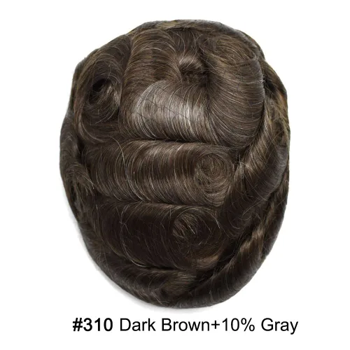 Vista 420 de Toupee para hombre 100% cabello humano real tupé para hombres 0.004 in piel de poliuretano para hombre, sistema de reemplazo de piezas de pelo