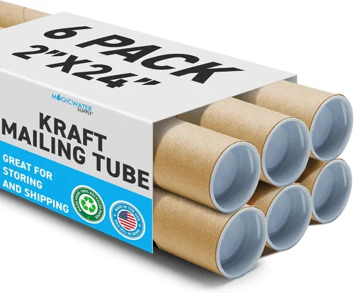 Vista 10 de MagicWater Supply Tubo de correo – 2 pulgadas x 24 pulgadas – Kraft – 1 paquete – para envío y almacenamiento de carteles, artes, manualidades