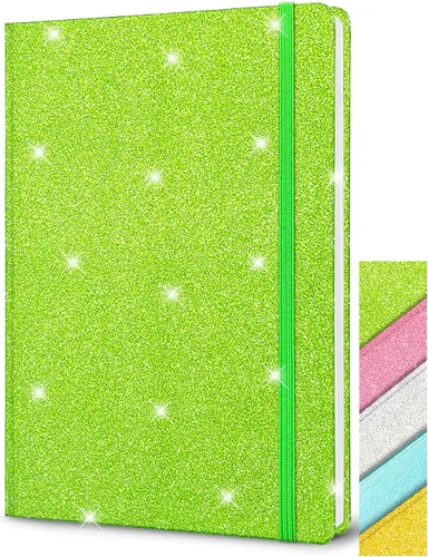 Vista 13 de Paquete de 4 cuadernos con purpurina, 8.3 x 5.7 pulgadas, 160 páginas rayadas con purpurina que nunca se despegan, diario brillante para niñas