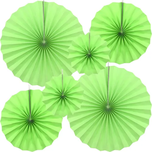 Vista 14 de CEEYSEE Paquete de 6 abanicos de papel colgantes redondos para decoración de fiestas, cumpleaños, bodas, eventos de graduación (azul/SLANS)