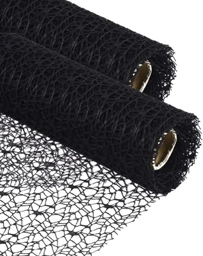 Vista 4 de EXCEART Rollo de gasa jacquard negro de 15.7 in de ancho x 70 pulgadas de largo, malla decorativa para manualidades, proyectos escolares, envoltura