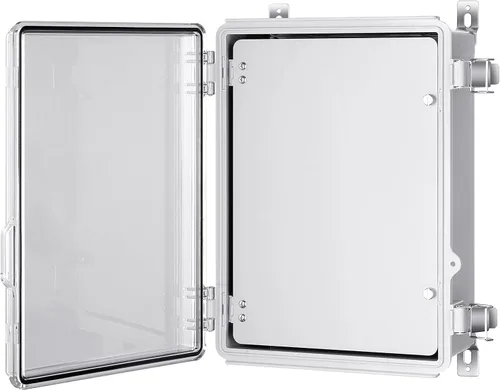 Vista 14 de Caja de conexiones Gratury, carcasa de plástico impermeable IP67 para proyectos eléctricos, cubierta con bisagras gris, incluye placa de montaje