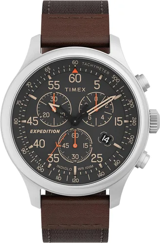 Vista 8 de Timex Expedition Field Chronograph 43mm Men’s Analog Watch INDIGLO Backlight Durable Comfortable Adjustable Strap Rugged Outdoor Watch 100M