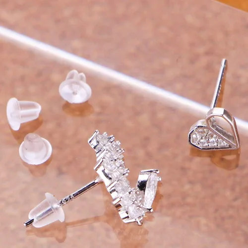 Vista 4 de Broches transparentes de silicón con acoplamiento de seguridad para aretes, 1000