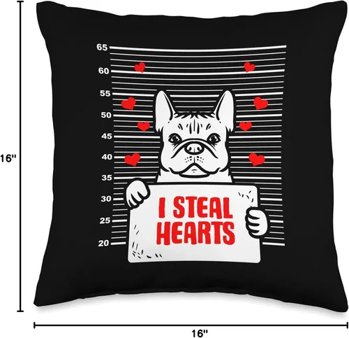Vista 4 de French Bulldog Valentine's Day Gifts Cojín francés Bulldog Dog Lover para el día de San Valentín, 16 x 16 pulgadas, multicolor