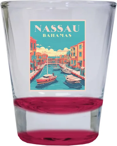 Vista 6 de Nassau the Bahamas Design B Souvenir - Vaso de chupito redondo de 1.5 onzas, color azul Azul Individual
