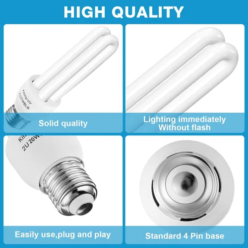 Vista 3 de 2 bombillas de repuesto tipo 2U E27 20W compatibles con Homesuit, Keuomy, Yluces, Yissvic, Powify y otros modelos Bug Zapper