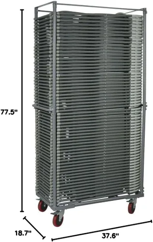 Vista 4 de Office Star Caddy con ruedas giratorias y ruedas de bloqueo, para sillas plegables PC-54, color gris claro