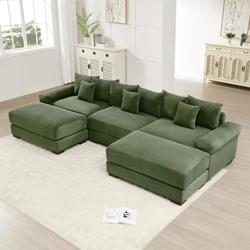 Vista 25 de ODUSE-DAILY Sofá modular de gran tamaño de 117.3 pulgadas, sofás modulares grandes de pana para sala de estar, sofás de 3 plazas, moderno juego