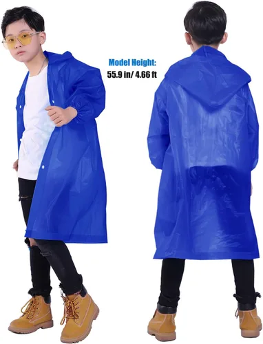 Vista 51 de Chaqueta de lluvia para niños, paquete de 2 ponchos de lluvia para niños, impermeables reutilizables para niños y niñas, impermeable, para exteriores