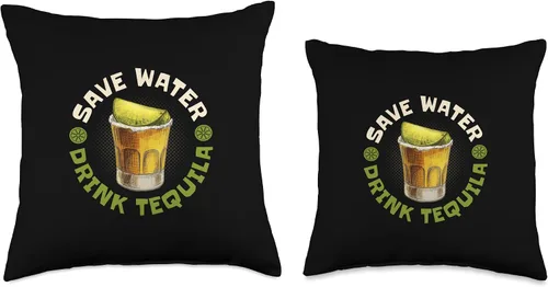 Vista 3 de Enjoying A Strong Alcoholic Drink Made In Mexico Save Water and Drink Alcohol Tequila - Almohada de 16 x 16 pulgadas, multicolor