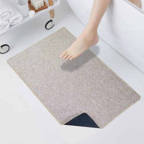 Vista 8 de Yancorp Tapetes de baño finos de 24 x 35 pulgadas, de goma antideslizante, de secado rápido, tapetes de baño de tela acogedora para debajo