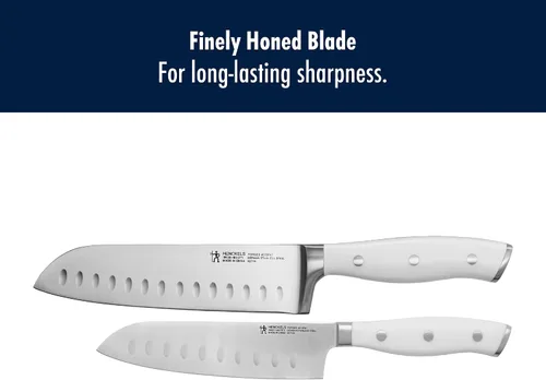 Vista 7 de HENCKELS Forged Accent Razor-Sharp - Juego de cuchillos Santoku de 2 piezas, mango blanco, ingeniería alemana respaldada por más de 100 años