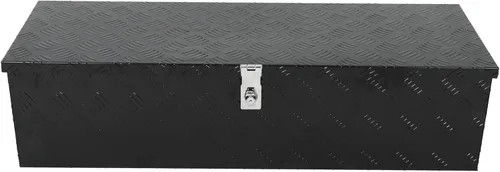 Vista 14 de Caja de herramientas de aluminio negro resistente de 16 x 7.5 x 10 pulgadas con cerraduras y llave de cierre con mango en T, caja de herramientas