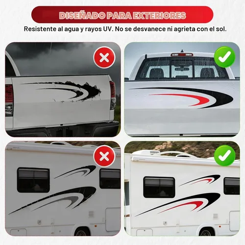 Vista 4 de Juego de 6 calcomanías gráficas grandes para caravana, juego de calcomanías de vinilo para carrocería de automóvil, calcomanías universales
