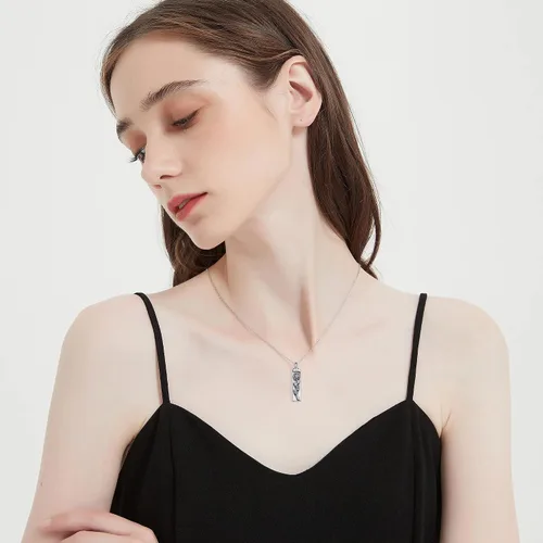 Vista 5 de Collar con colgante de urna de cremación de árbol de la vida celta para mujer, plata de ley US1