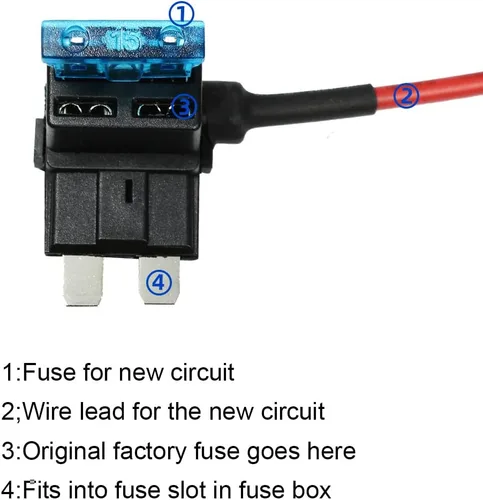 Vista 5 de Paquete de 2 adaptadores de fusible de 12 V para automóvil Add-a-Circuit TAP Adaptador 15A Conector de portafusibles Adaptador de fusible
