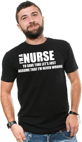 Vista 3 de Camiseta de enfermera divertida RN Nursing Novelty Tee