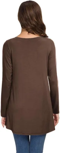Vista 57 de AWULIFFAN Blusa tipo túnica holgada de manga larga con cuello redondo para mujer