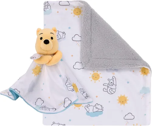 Vista 12 de Disney Mickey Mouse - Juego de 2 piezas de manta de bebé sherpa súper suave a rayas azules y azul marino